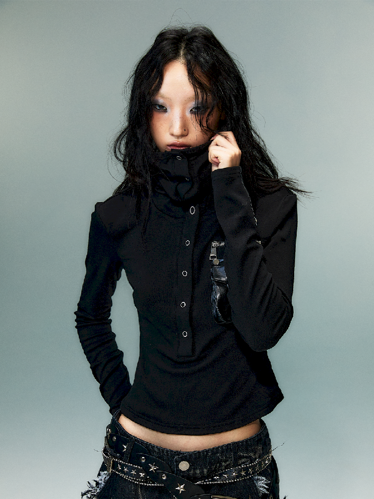 슬림 니트 긴 소매 바닥 셔츠 [S0000011480]