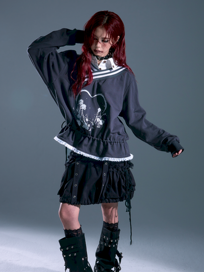 Drawstring Oversized Hoodie Top【s0000013912】