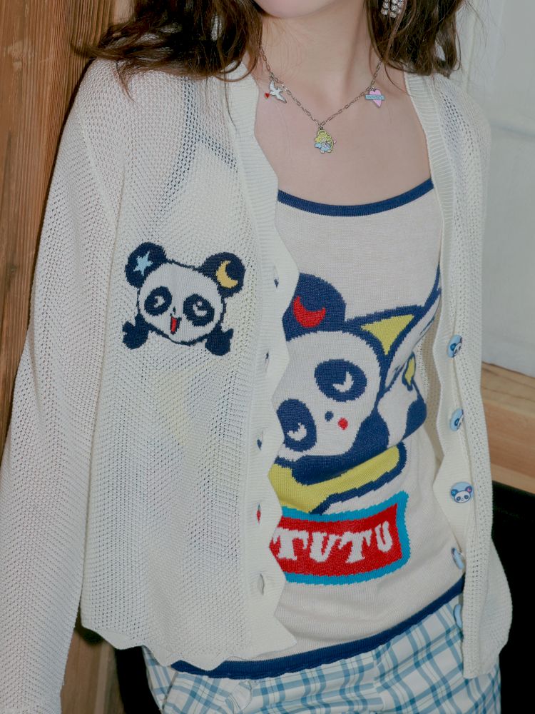 Panda Thin Knitted Cardigan【s0000012758】