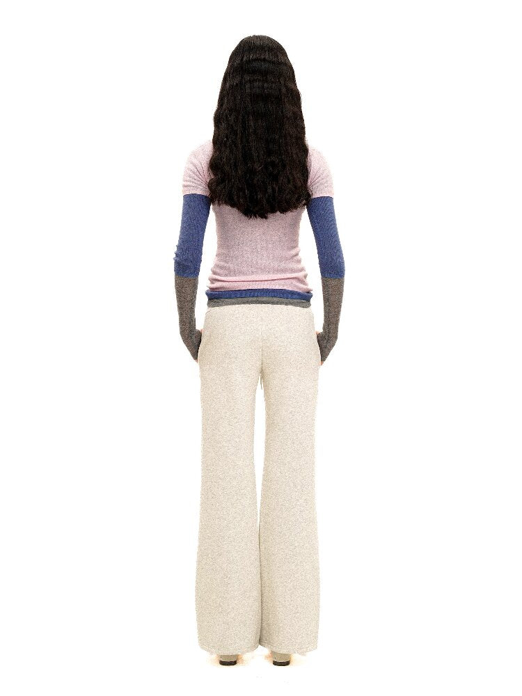 Lightweight U-neck Contrast Sweater【s0000016096】