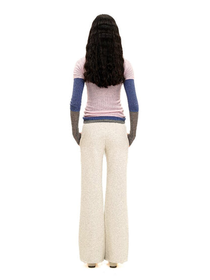 Lightweight U-neck Contrast Sweater【s0000016096】