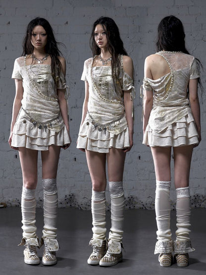 Patchwork two-way short-sleeved T-shirt【s0000012788】