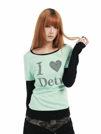 Fake Two-Piece Mint Green U-Neck T【s0000018360】