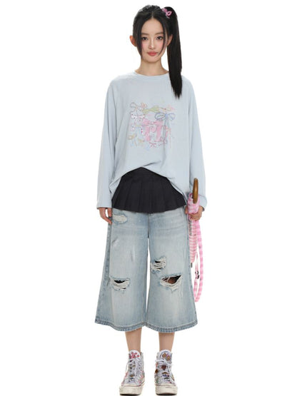 Wide-leg design sense eight jeans【s0000008629】