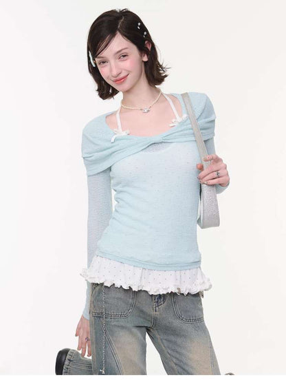 Soft Cloud Knot Slim Knitted Top【s0000015426】
