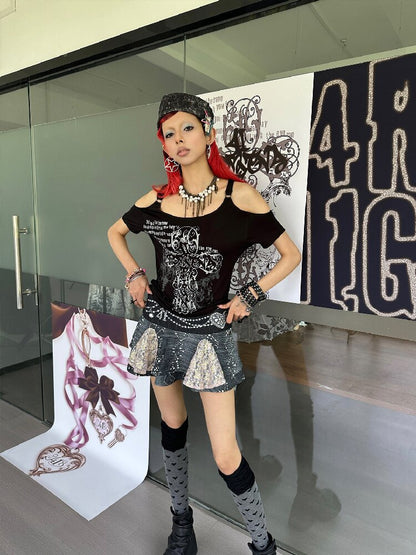 Imitation Denim Patchwork Skirt【s0000018066】