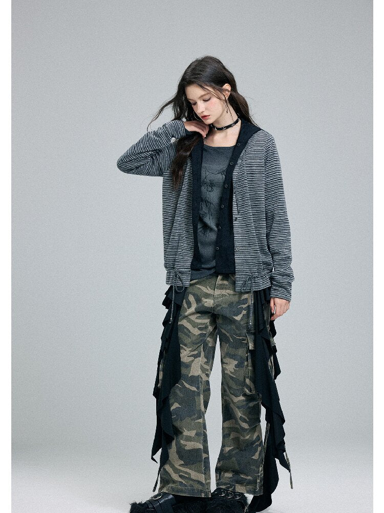 Fake Two-Piece Striped Hooded Cardigan【s0000016257】