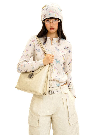 Horse Rabbit Floral Crew Cardigan【s0000016084】