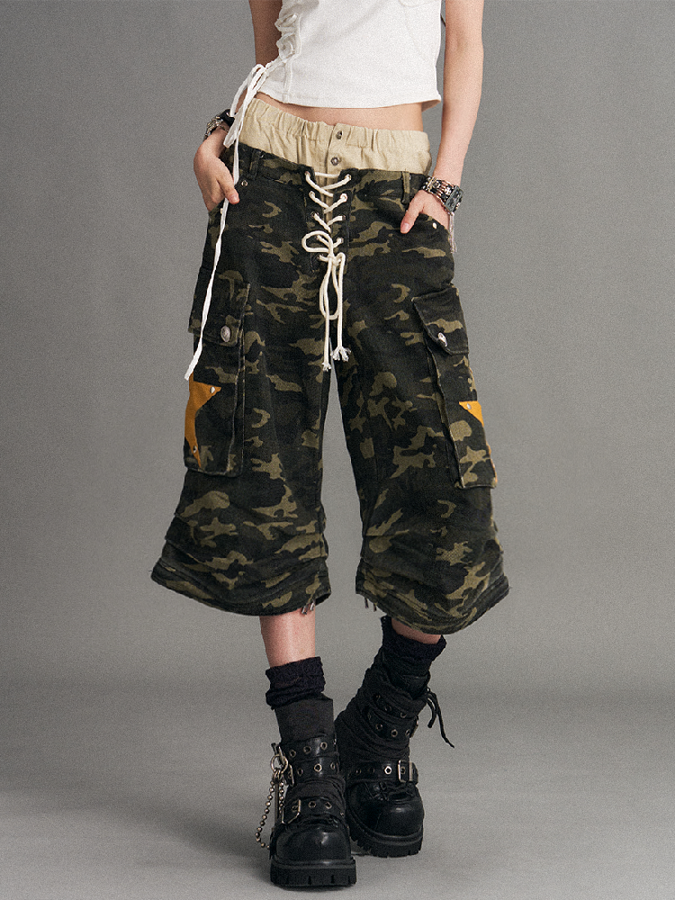 Double Waist Camouflage Wide Leg Pants【s0000017773】