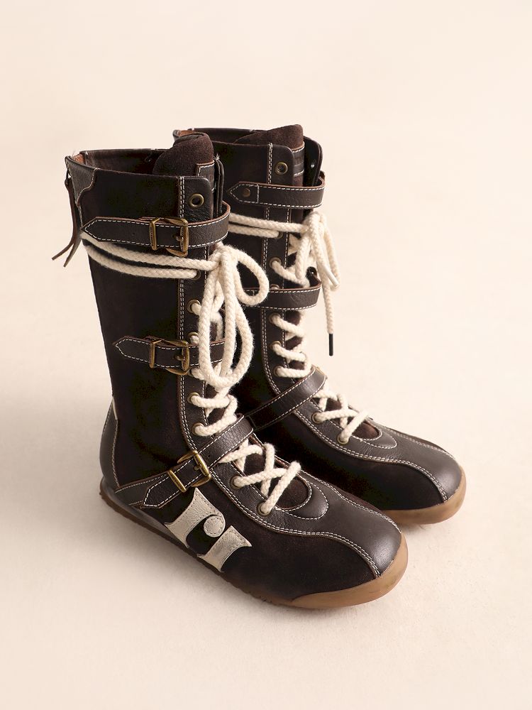 Lace Up Back Zipper Boxing Boots [s0000005989] 