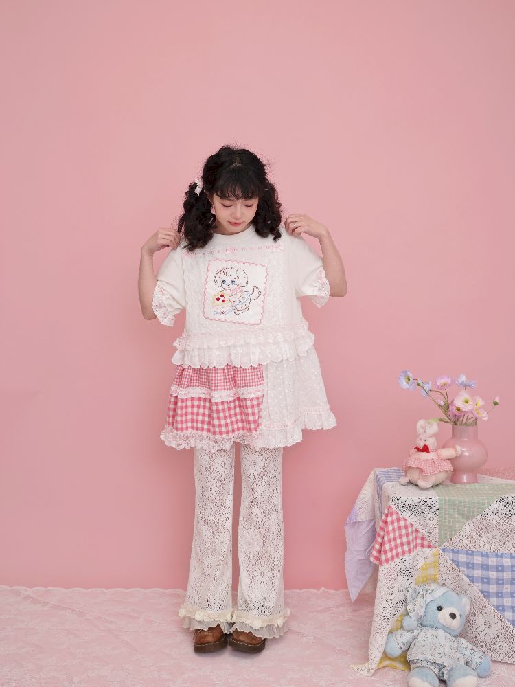 Embroidered Ribbon Lace T-Shirt【s0000012016】