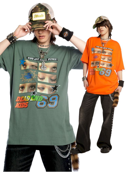 Hip Hop Trend Couple Loose Multicolor T-Shirt【s0000013603】