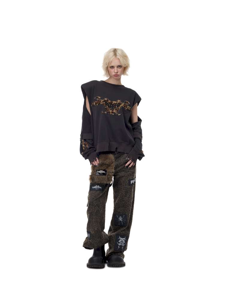 Double Embroidered Leopard Sweatshirt【s0000015121】