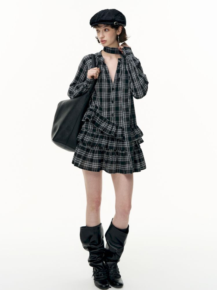Plaid Ruffle Dress【s0000013739】