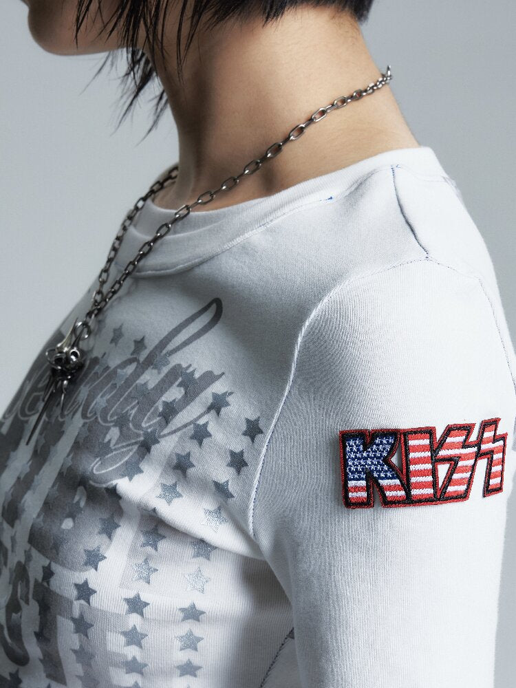 Asymmetrical Topstitch Mid Sleeve T【s0000016998】