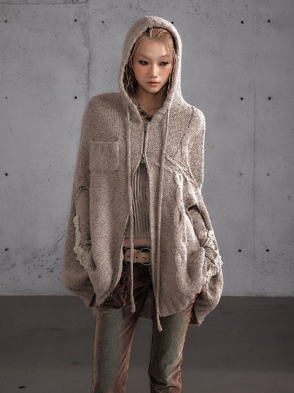 Twisted Knit Wool Cape Jacket【s0000019160】