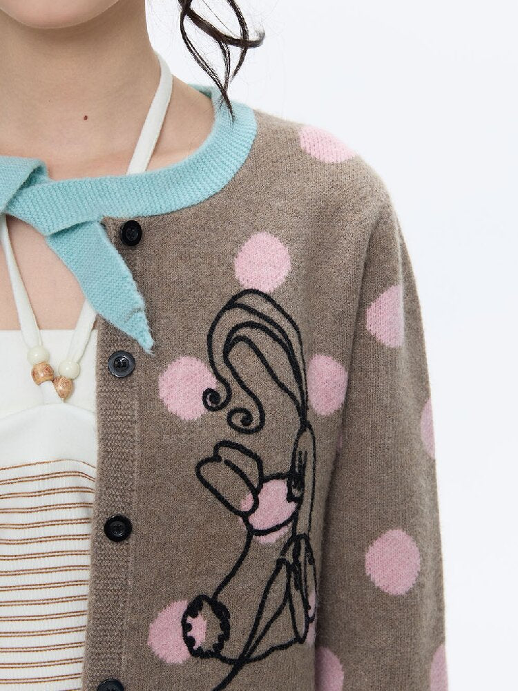 Contrasting Bow Polka Dot Sweater【s0000016382】
