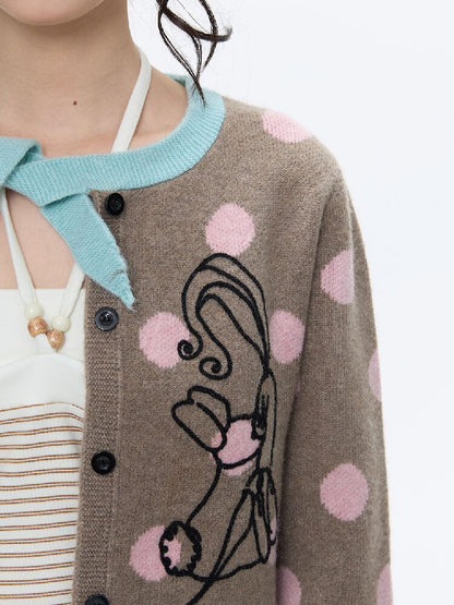 Contrasting Bow Polka Dot Sweater【s0000016382】
