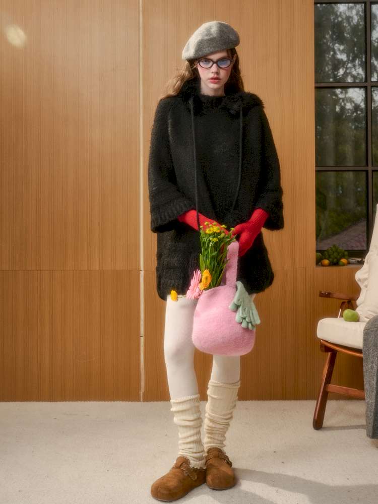 Wool Thick Hooded Fur Collar Knit Cape Skirt【s0000014890】