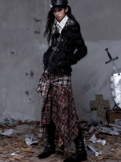 Patchwork Plaid Shirt Dress Skirt【s0000014473】