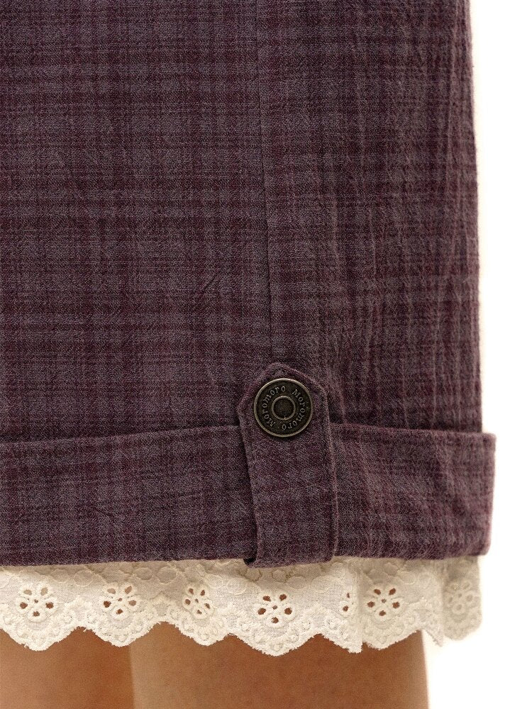 Lace Patchwork Vintage Plaid Pants【s0000017934】