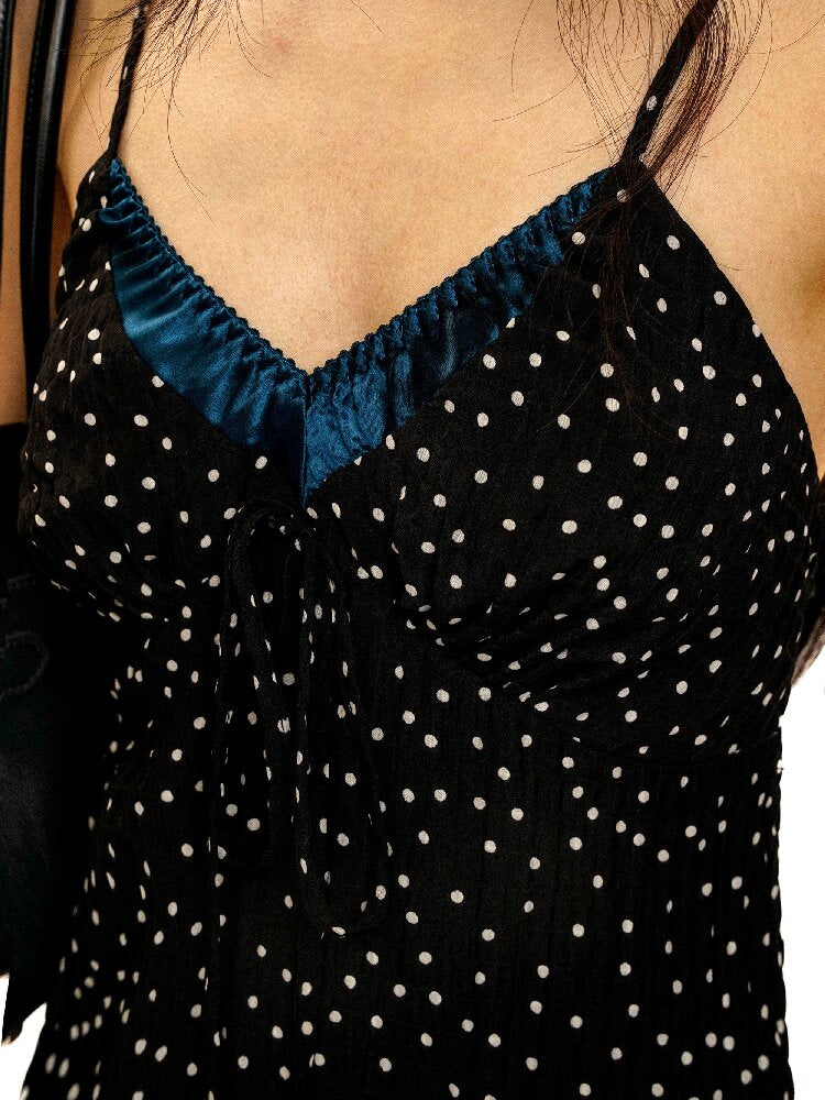 Paneled Polka Dot Lace Slip Dress【s0000016410】