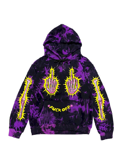 DARK PUNK MIDDLE FINGER TIE-DYE HOODED SWEATSHIRT [S0000010267]