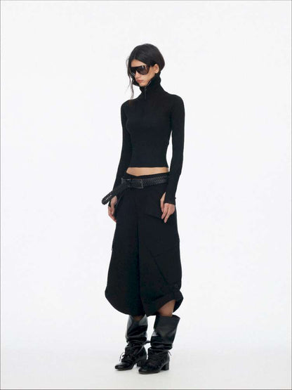 Half-Turtleneck Zip Knit Long-Sleeve T-Shirt【s0000014876】