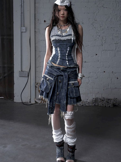 Ssleeveless fitted knit short vest【s0000012791】