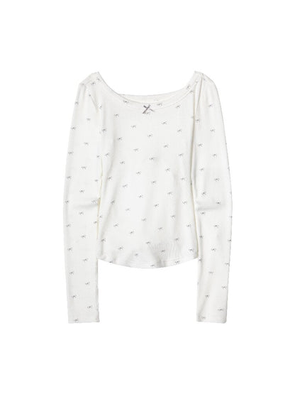Bow Full Print Open Back Top【s0000015881】