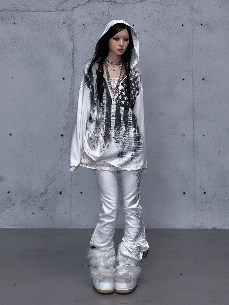 Lace Stitched Hooded T-Shirt【s0000015545】