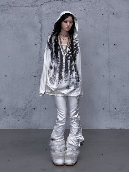 Lace Stitched Hooded T-Shirt【s0000015545】