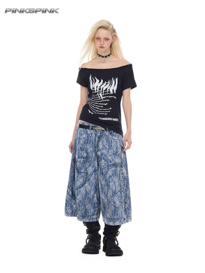 One-shoulder slim-fit Y2K T-shirt【s0000012971】