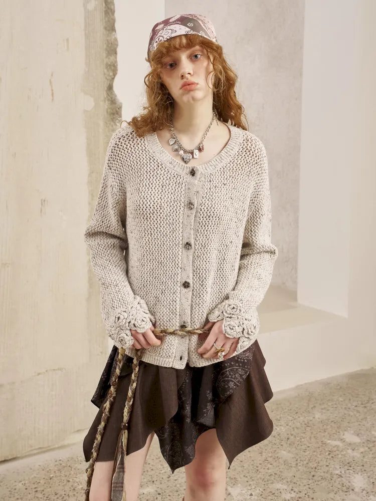 Oversized Vintage-Style Knit Cardigan【s0000014056】