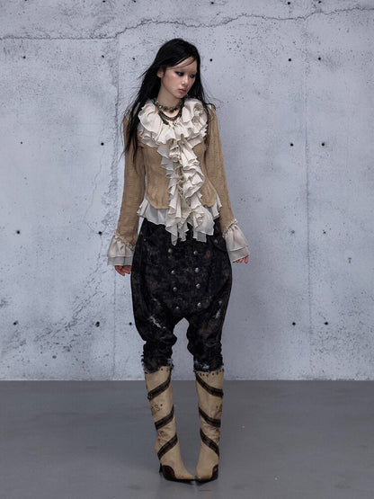 Washed Ripped Denim Harem Pants【s0000015549】