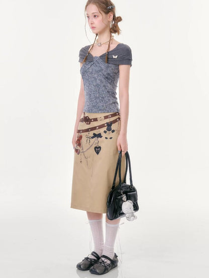 Flower Knot Butterfly Slim T-Shirt【s0000016606】