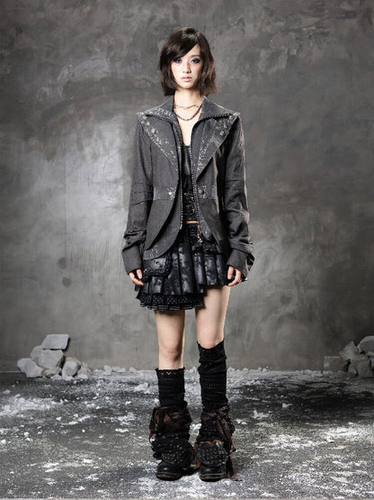 Fake Two Leopard Denim Jacket【s0000015949】