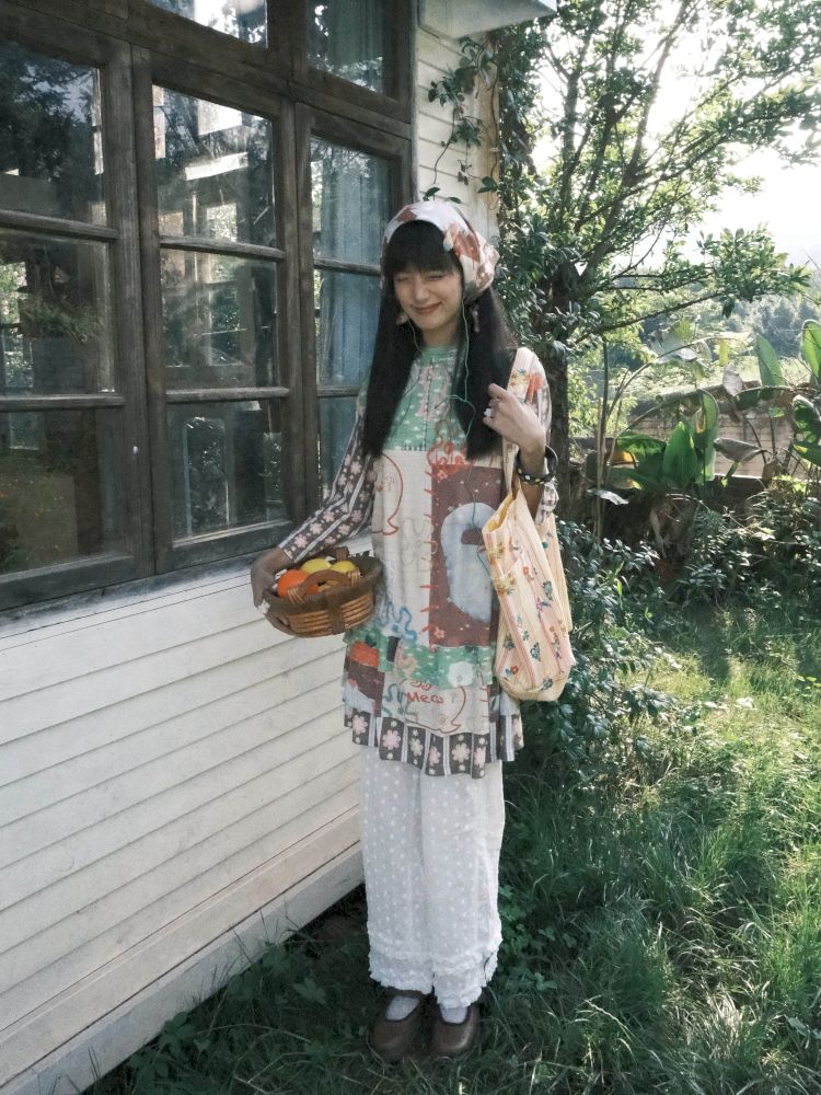 Color block print loose cake skirt【s0000012771】