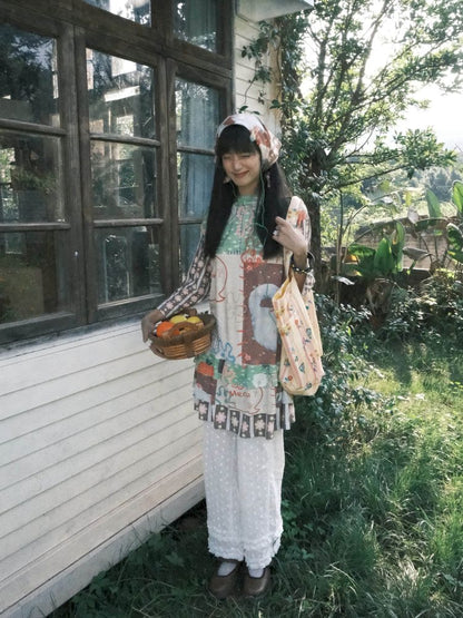 Color block print loose cake skirt【s0000012771】