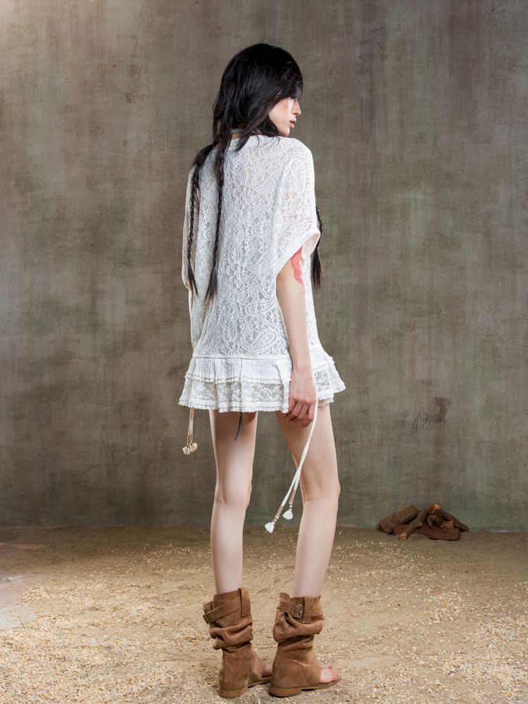 Loose Lace Blouse Dress【s0000012647】