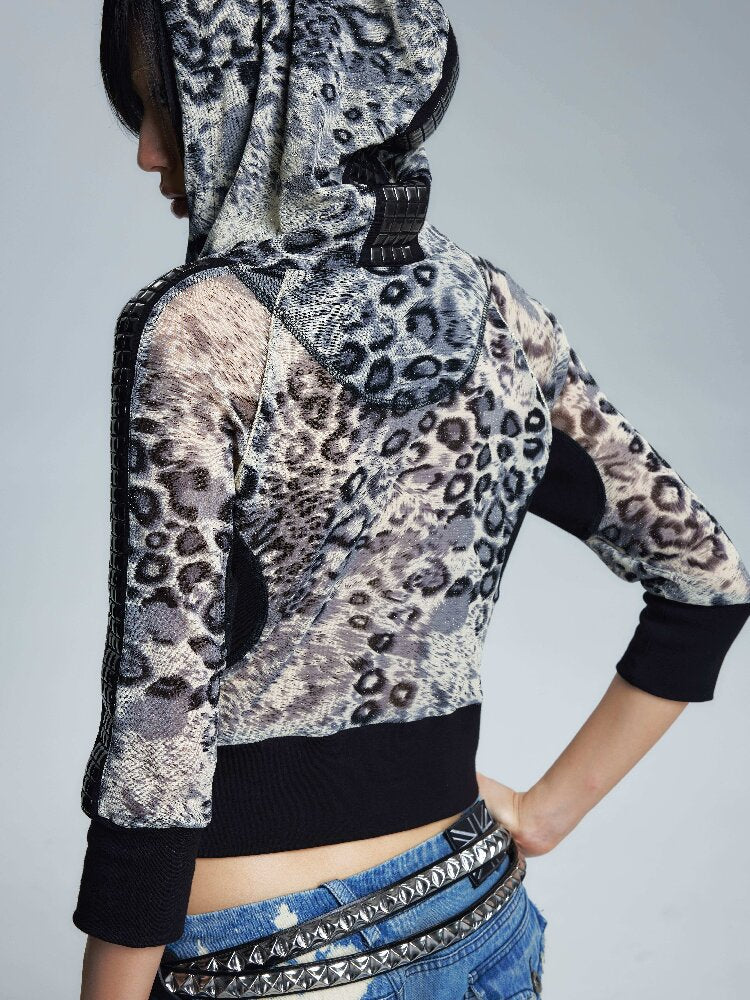 Gold Silk Leopard Mesh Hoodie T【s0000017006】