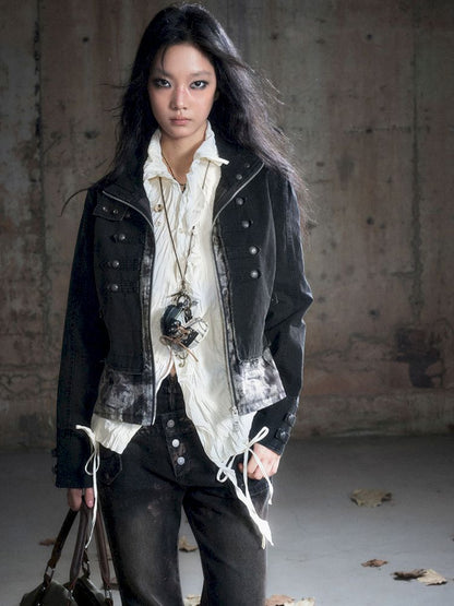 Standing collar zipper positive shoulder jacket【s0000013891】