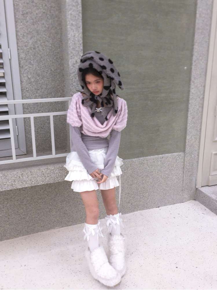 Polka Dot Shearling Rabbit Ear Hat【s0000014528】