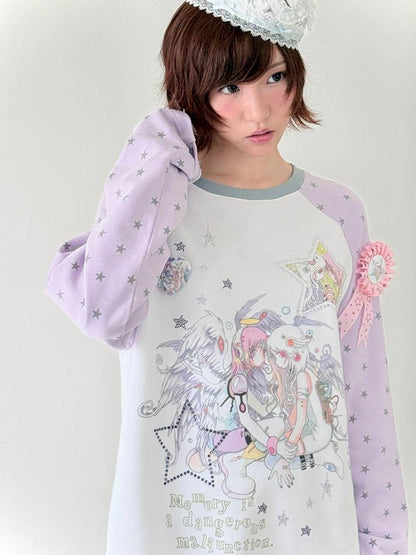 Star Drop-Shoulder Long-Sleeve Sweatshirt【s0000014439】