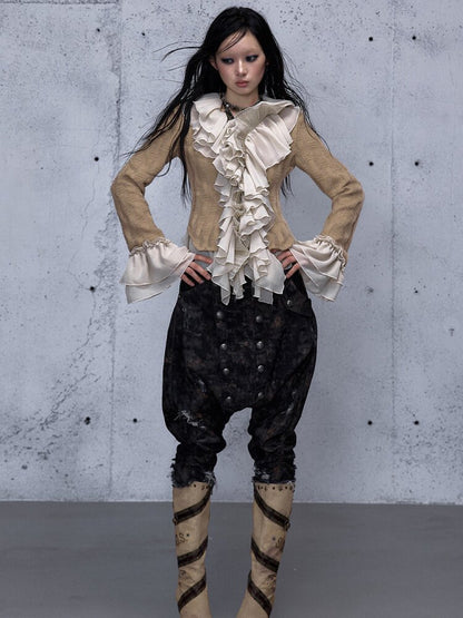 Ruffled Chiffon Flared Cardigan【s0000015548】