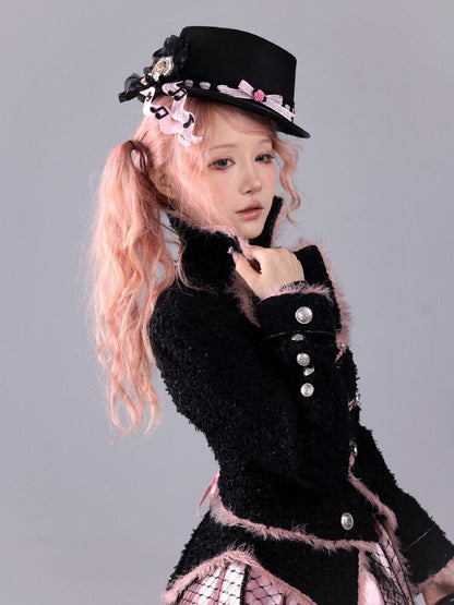 Black Sweet Woolen Tunic Jacket【s0000016224】
