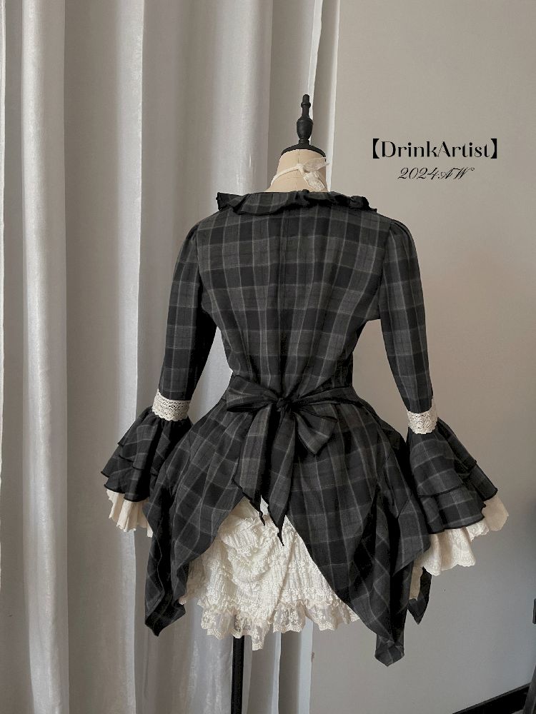 레이스 ji 슬리브 도베 테일 불규칙한 셔츠 [S0000011340]