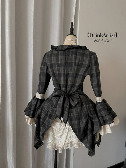 레이스 ji 슬리브 도베 테일 불규칙한 셔츠 [S0000011340]