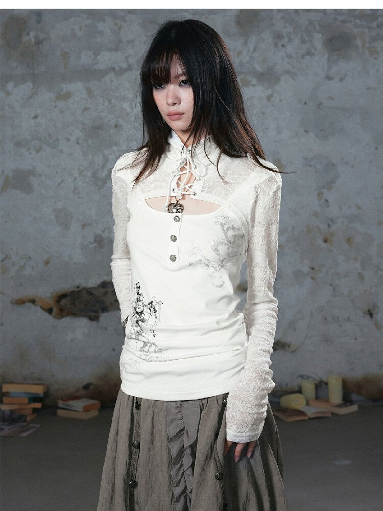 Silver Foil Fake Two-Piece Shirt【s0000018100】