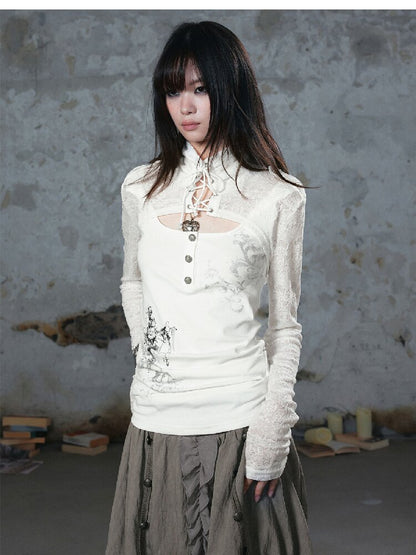 Silver Foil Fake Two-Piece Shirt【s0000018100】